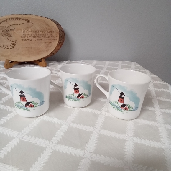 Corelle | Dining | Vintage Corelle Lighthouse Print Cups | Poshmark